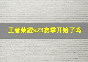 王者荣耀s23赛季开始了吗