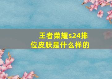 王者荣耀s24排位皮肤是什么样的