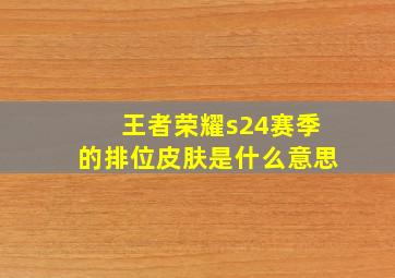 王者荣耀s24赛季的排位皮肤是什么意思