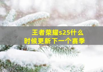 王者荣耀s25什么时候更新下一个赛季