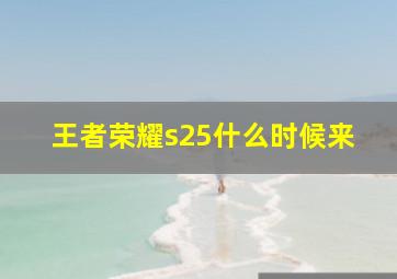 王者荣耀s25什么时候来