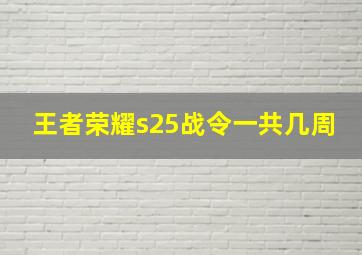 王者荣耀s25战令一共几周