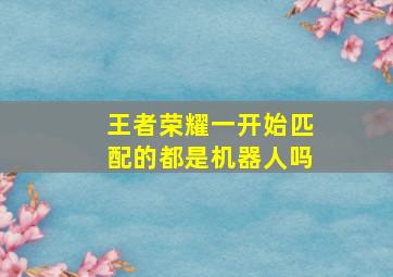 王者荣耀一开始匹配的都是机器人吗