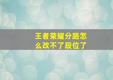 王者荣耀分路怎么改不了段位了