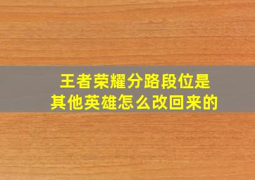 王者荣耀分路段位是其他英雄怎么改回来的