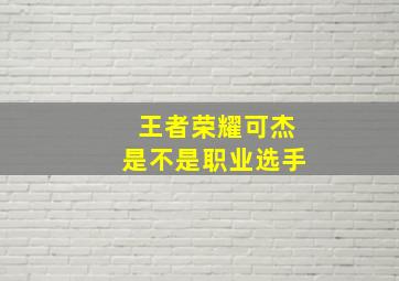 王者荣耀可杰是不是职业选手