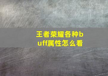 王者荣耀各种buff属性怎么看