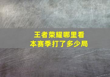 王者荣耀哪里看本赛季打了多少局