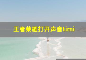 王者荣耀打开声音timi