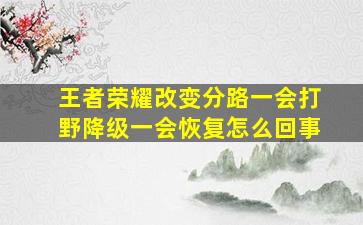 王者荣耀改变分路一会打野降级一会恢复怎么回事