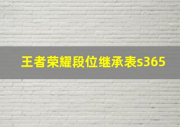 王者荣耀段位继承表s365