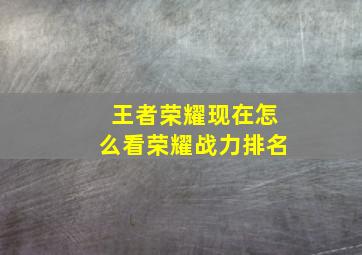 王者荣耀现在怎么看荣耀战力排名