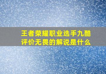 王者荣耀职业选手九酷评价无畏的解说是什么