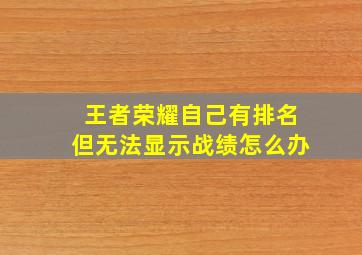 王者荣耀自己有排名但无法显示战绩怎么办