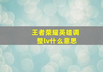 王者荣耀英雄调整lv什么意思