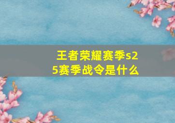 王者荣耀赛季s25赛季战令是什么