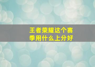 王者荣耀这个赛季用什么上分好