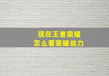 现在王者荣耀怎么看荣耀战力