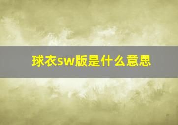 球衣sw版是什么意思