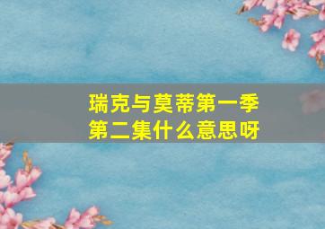 瑞克与莫蒂第一季第二集什么意思呀