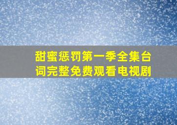 甜蜜惩罚第一季全集台词完整免费观看电视剧