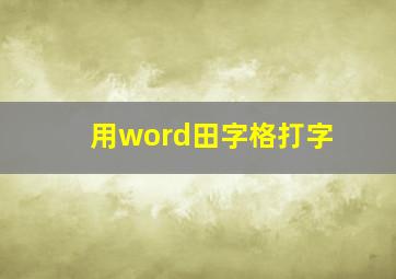 用word田字格打字