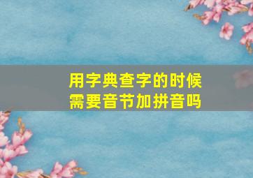 用字典查字的时候需要音节加拼音吗