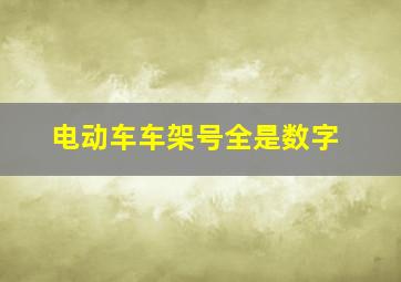 电动车车架号全是数字