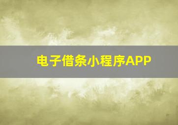 电子借条小程序APP