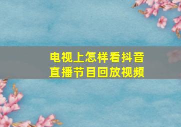 电视上怎样看抖音直播节目回放视频