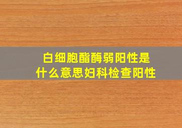 白细胞酯酶弱阳性是什么意思妇科检查阳性