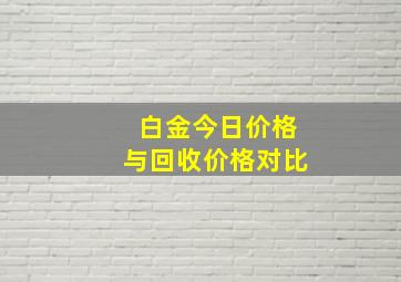 白金今日价格与回收价格对比