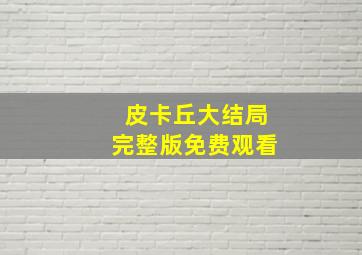 皮卡丘大结局完整版免费观看