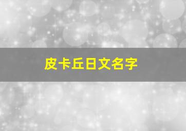 皮卡丘日文名字