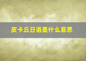 皮卡丘日语是什么意思