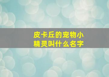 皮卡丘的宠物小精灵叫什么名字