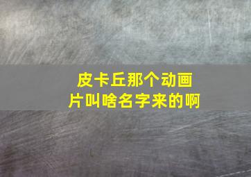 皮卡丘那个动画片叫啥名字来的啊