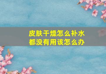 皮肤干燥怎么补水都没有用该怎么办