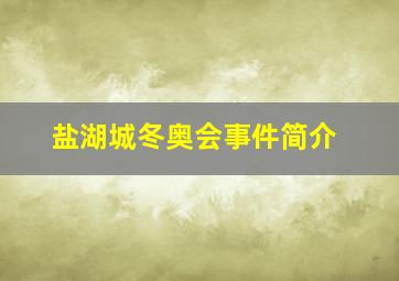 盐湖城冬奥会事件简介