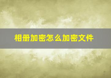 相册加密怎么加密文件