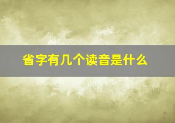 省字有几个读音是什么