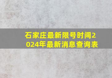 石家庄最新限号时间2024年最新消息查询表