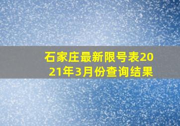 石家庄最新限号表2021年3月份查询结果