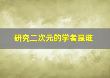 研究二次元的学者是谁