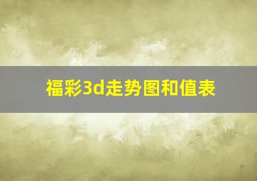 福彩3d走势图和值表