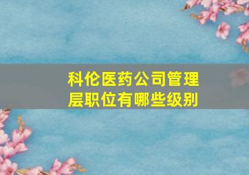 科伦医药公司管理层职位有哪些级别