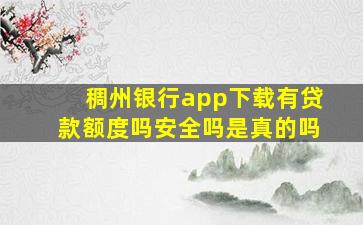 稠州银行app下载有贷款额度吗安全吗是真的吗