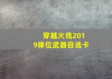 穿越火线2019排位武器自选卡