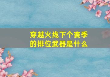 穿越火线下个赛季的排位武器是什么