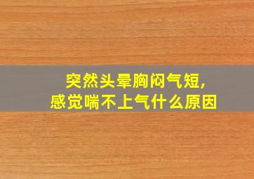 突然头晕胸闷气短,感觉喘不上气什么原因